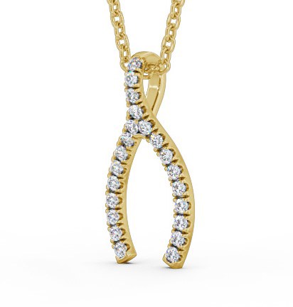 Wishbone Style Diamond Pendant 9K Yellow Gold - Merida PNT98_YG_THUMB1