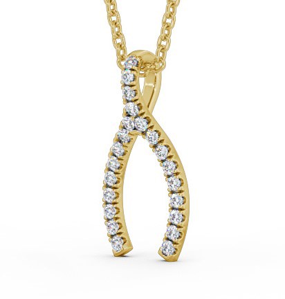 Wishbone Style Diamond Pendant 18K Yellow Gold PNT98_YG_THUMB1 