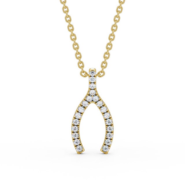Wishbone Style Diamond Pendant 9K Yellow Gold - Merida PNT98_YG_UP