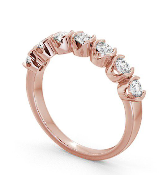 Seven Stone Round Diamond Open Bezel Style Ring 9K Rose Gold SE11_RG_THUMB1