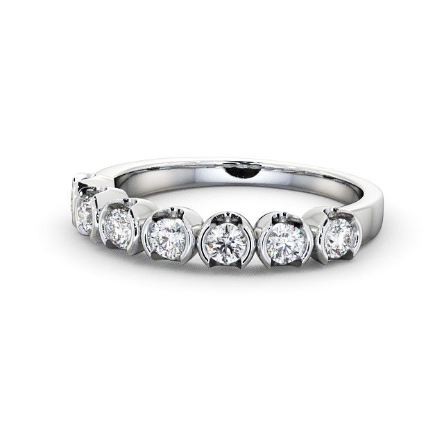 Seven Stone Round Diamond Ring 9K White Gold - Franche SE11_WG_FLAT