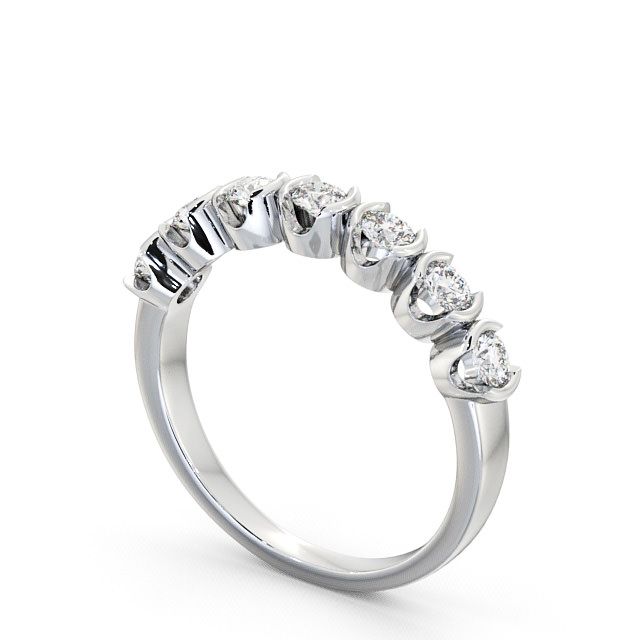 Seven Stone Round Diamond Ring 18K White Gold - Franche SE11_WG_SIDE