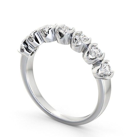Seven Stone Round Diamond Open Bezel Style Ring 9K White Gold SE11_WG_THUMB1
