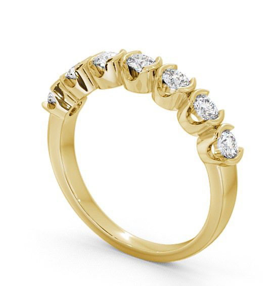 Seven Stone Round Diamond Open Bezel Style Ring 9K Yellow Gold SE11_YG_THUMB1