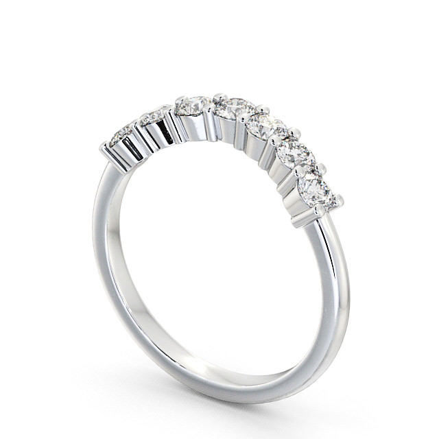 Seven Stone Round Diamond Ring 18K White Gold - Matfen SE12_WG_SIDE