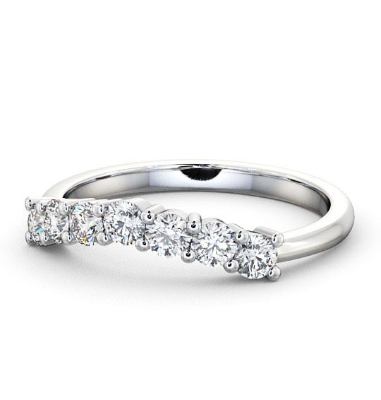 Seven Stone Round Diamond Curved Setting Ring 18K White Gold SE12_WG_THUMB2 
