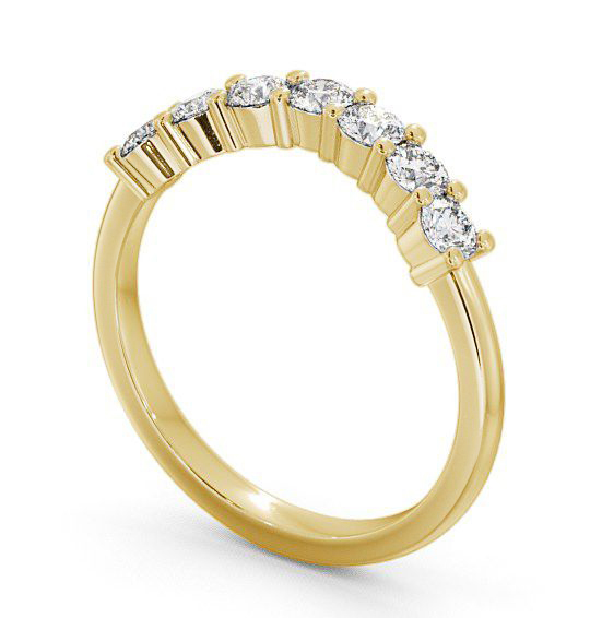 Seven Stone Round Diamond Curved Setting Ring 18K Yellow Gold SE12_YG_THUMB1 