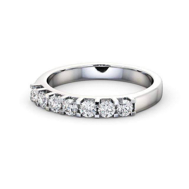 Seven Stone Round Diamond Ring 9K White Gold - Beacon SE13_WG_FLAT