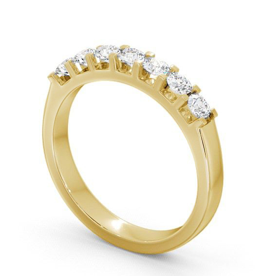 Seven Stone Round Diamond Square Prong Ring 18K Yellow Gold SE13_YG_THUMB1