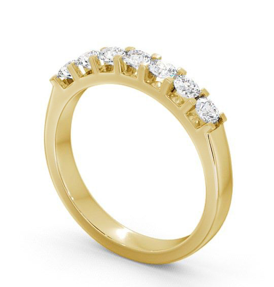 Seven Stone Round Diamond Square Prong Ring 18K Yellow Gold SE13_YG_THUMB1 