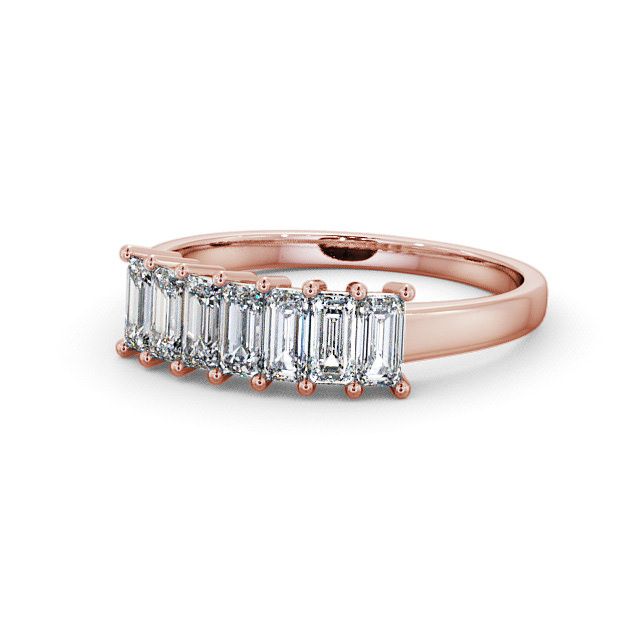 Seven Stone Emerald Diamond Ring 9K Rose Gold - Aberargie SE14_RG_FLAT
