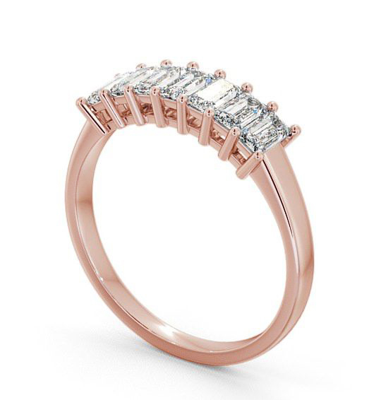 Seven Stone Classic Style Emerald Diamond Ring 9K Rose Gold SE14_RG_THUMB1 
