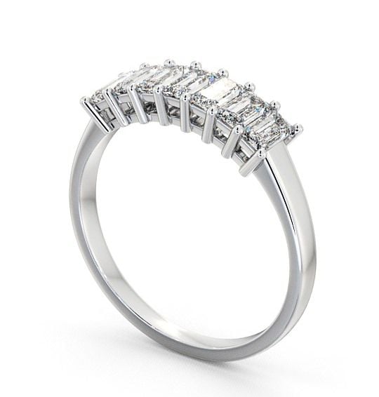 Seven Stone Classic Style Emerald Diamond Ring Platinum SE14_WG_THUMB1 