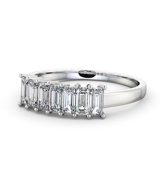 Seven Stone Classic Style Emerald Diamond Ring Platinum SE14_WG_THUMB2 