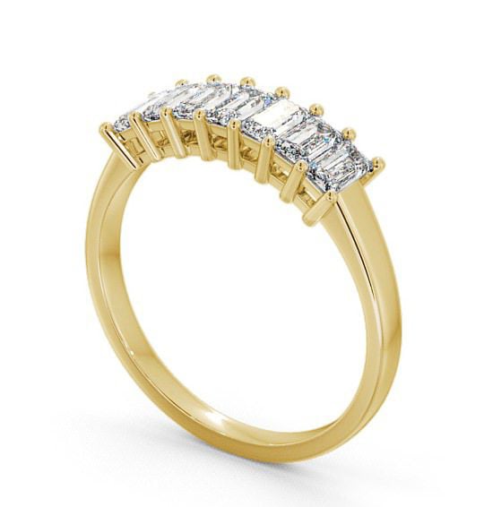 Seven Stone Classic Style Emerald Diamond Ring 9K Yellow Gold SE14_YG_THUMB1