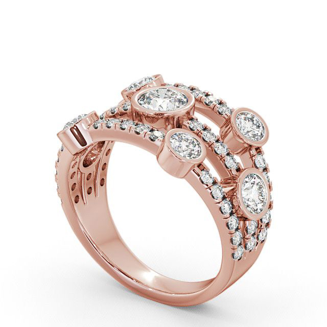 Seven Stone Round Diamond Ring 18K Rose Gold - Richmond SE15_RG_SIDE