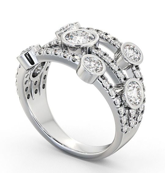 Seven Stone Round Diamond Glamorous Design Ring 18K White Gold SE15_WG_THUMB1 