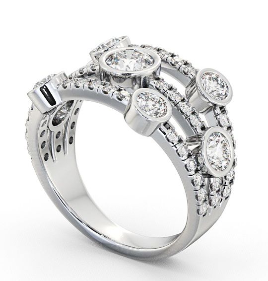 Seven Stone Round Diamond Glamorous Design Ring 9K White Gold SE15_WG_THUMB1 