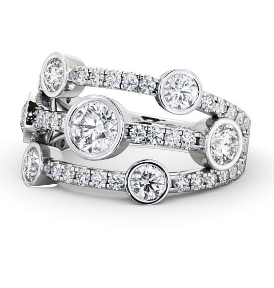 Seven Stone Round Diamond Glamorous Design Ring 18K White Gold SE15_WG_THUMB2 