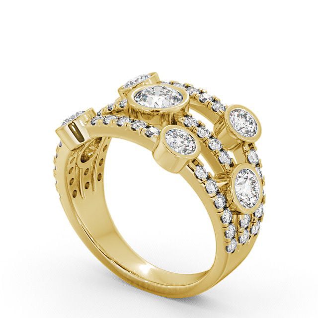 Seven Stone Round Diamond Ring 9K Yellow Gold - Richmond SE15_YG_SIDE