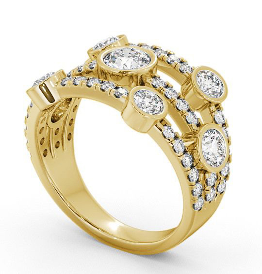 Seven Stone Round Diamond Glamorous Design Ring 18K Yellow Gold SE15_YG_THUMB1
