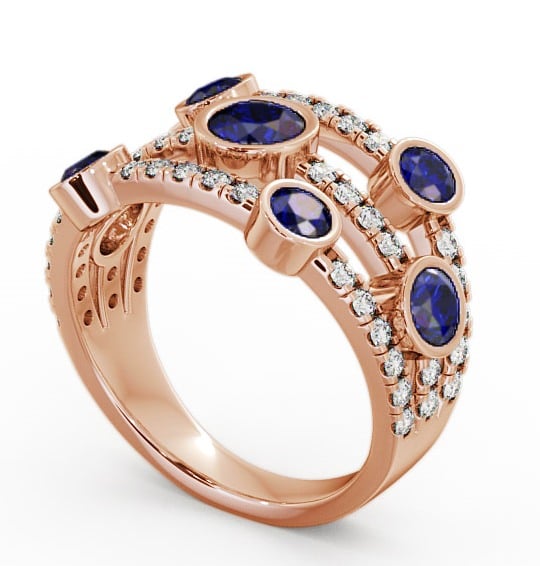 Cluster Seven Stone Blue Sapphire and Diamond 1.93ct Ring 9K Rose Gold - Richmond SE15GEM_RG_BS_THUMB1