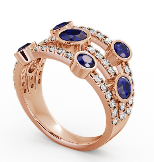 Cluster Seven Stone Blue Sapphire and Diamond 1.93ct Ring 18K Rose Gold SE15GEM_RG_BS_THUMB1