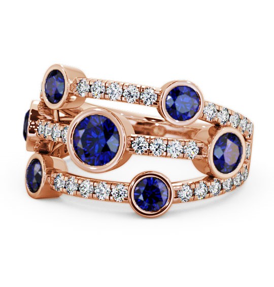  Cluster Seven Stone Blue Sapphire and Diamond 1.93ct Ring 18K Rose Gold - Richmond SE15GEM_RG_BS_THUMB2 