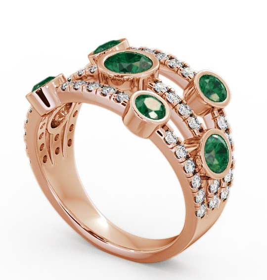 Cluster Seven Stone Emerald and Diamond 1.65ct Ring 18K Rose Gold - Richmond SE15GEM_RG_EM_THUMB1