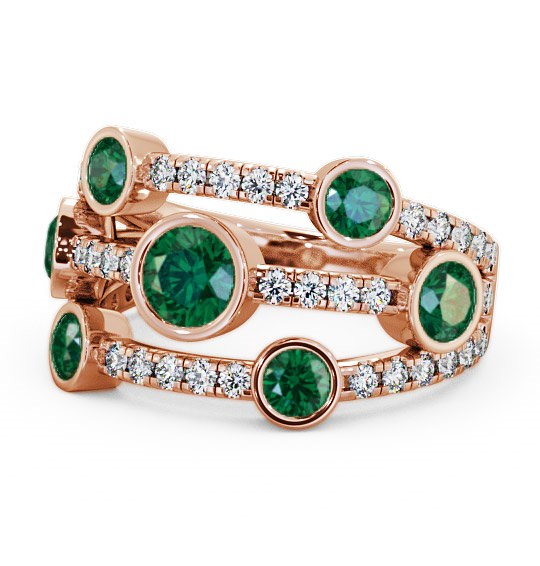  Cluster Seven Stone Emerald and Diamond 1.65ct Ring 18K Rose Gold - Richmond SE15GEM_RG_EM_THUMB2 