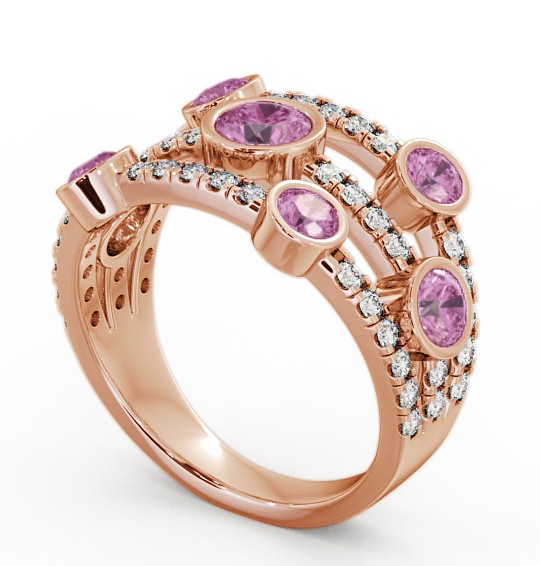 Cluster Seven Stone Pink Sapphire and Diamond 1.93ct Ring 9K Rose Gold - Richmond SE15GEM_RG_PS_THUMB1
