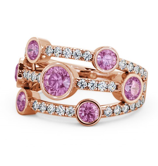  Cluster Seven Stone Pink Sapphire and Diamond 1.93ct Ring 9K Rose Gold - Richmond SE15GEM_RG_PS_THUMB2 