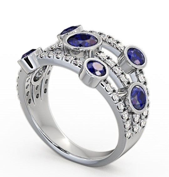 Cluster Seven Stone Blue Sapphire and Diamond 1.93ct Ring Palladium SE15GEM_WG_BS_THUMB1