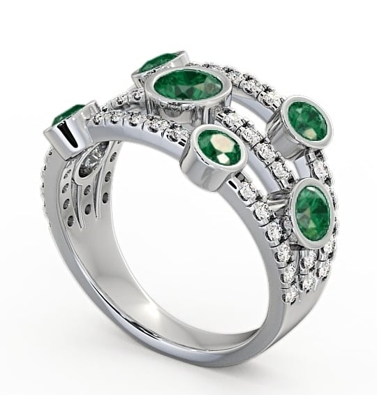 Cluster Seven Stone Emerald and Diamond 1.65ct Ring Platinum - Richmond SE15GEM_WG_EM_THUMB1