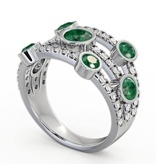 Cluster Seven Stone Emerald and Diamond 1.65ct Ring 18K White Gold SE15GEM_WG_EM_THUMB1