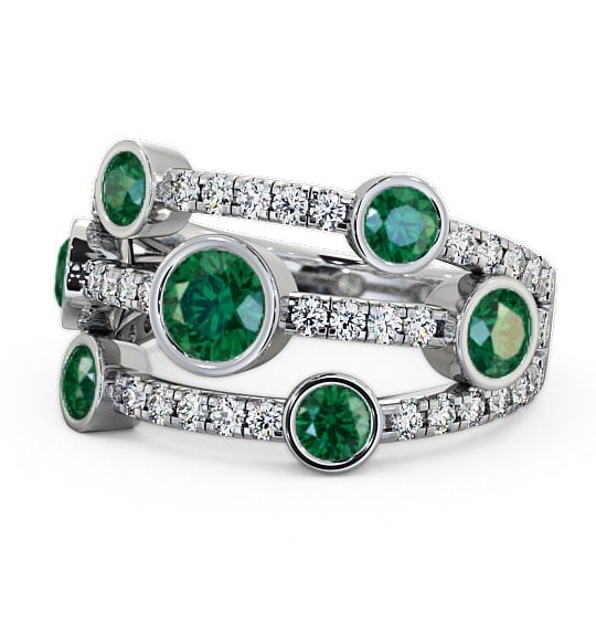  Cluster Seven Stone Emerald and Diamond 1.65ct Ring 18K White Gold - Richmond SE15GEM_WG_EM_THUMB2 