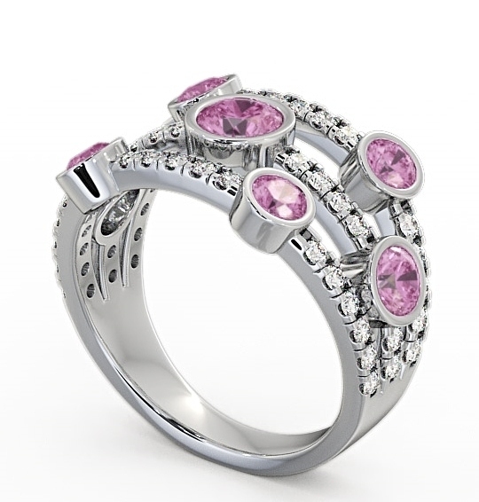 Cluster Seven Stone Pink Sapphire and Diamond 1.93ct Ring 9K White Gold - Richmond SE15GEM_WG_PS_THUMB1