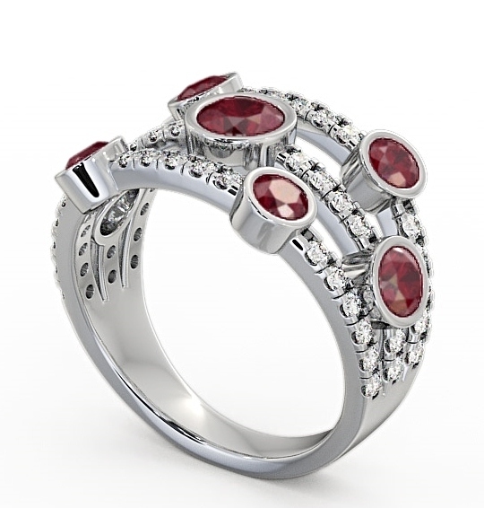 Cluster Seven Stone Ruby and Diamond 1.93ct Ring Palladium SE15GEM_WG_RU_THUMB1