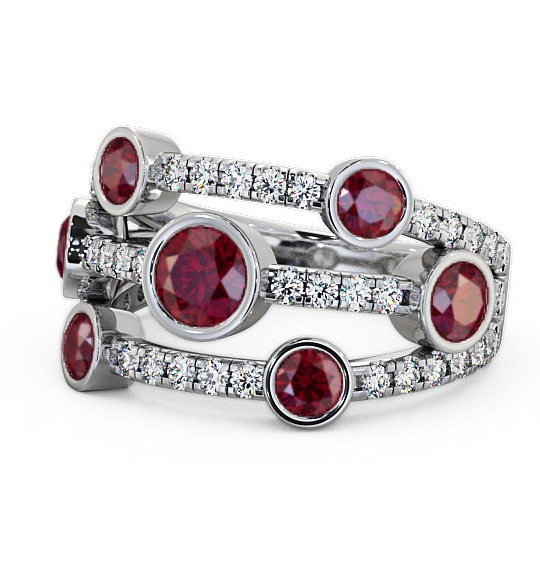 Richmond Seven Stone Gemstone and Diamond Ring Cluster Style 2.59ct SE15GEM_WG_RU_THUMB2 