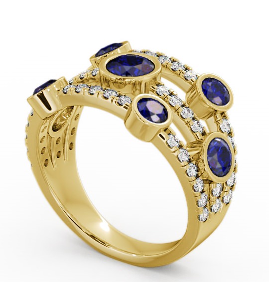 Cluster Seven Stone Blue Sapphire and Diamond 1.93ct Ring 9K Yellow Gold SE15GEM_YG_BS_THUMB1