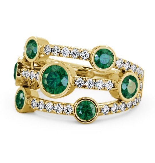  Cluster Seven Stone Emerald and Diamond 1.65ct Ring 9K Yellow Gold - Richmond SE15GEM_YG_EM_THUMB2 
