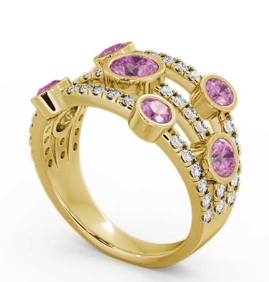  Cluster Seven Stone Pink Sapphire and Diamond 1.93ct Ring 9K Yellow Gold - Richmond SE15GEM_YG_PS_THUMB1 