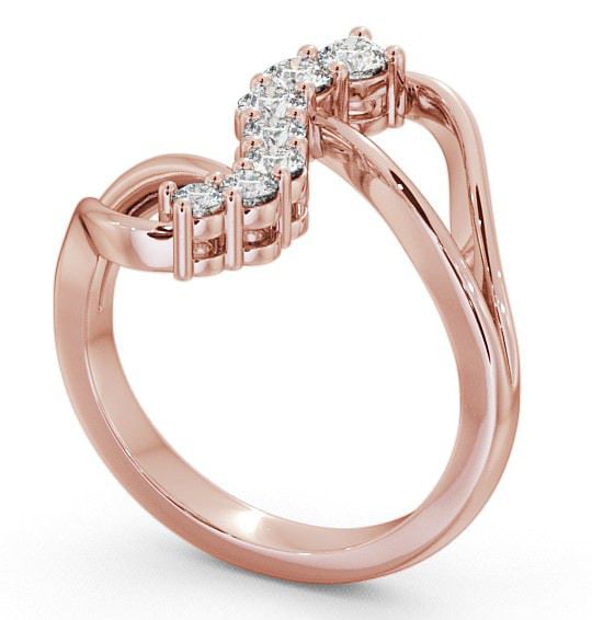 Seven Stone Round Diamond Cocktail Style Ring 9K Rose Gold SE16_RG_THUMB1