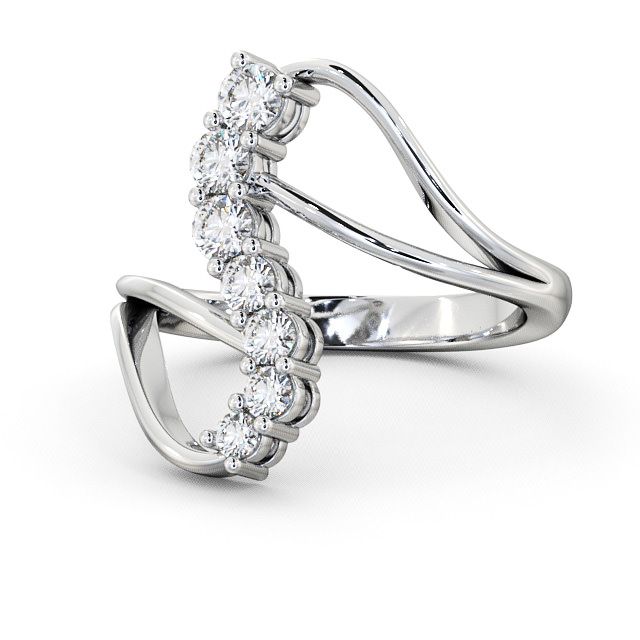 Seven Stone Round Diamond Ring 18K White Gold - Aspley SE16_WG_FLAT