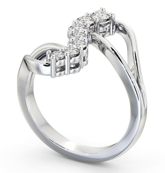 Seven Stone Round Diamond Cocktail Style Ring 18K White Gold SE16_WG_THUMB1 