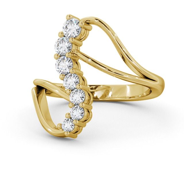 Seven Stone Round Diamond Ring 18K Yellow Gold - Aspley SE16_YG_FLAT