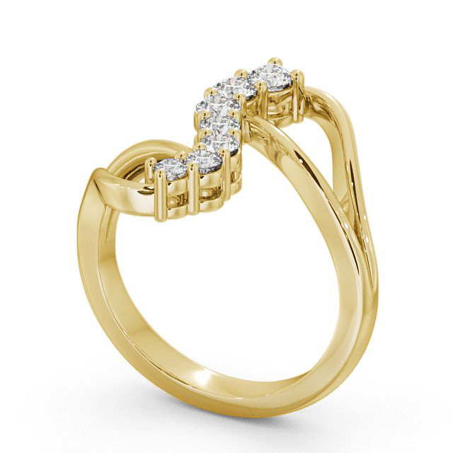 Seven Stone Round Diamond Ring 18K Yellow Gold - Aspley SE16_YG_SIDE