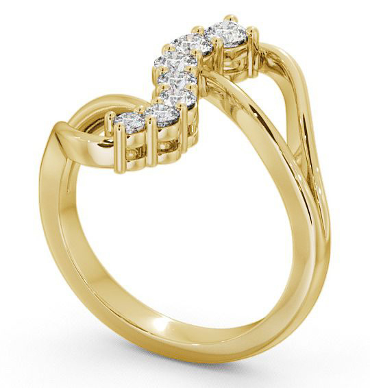 Seven Stone Round Diamond Cocktail Style Ring 9K Yellow Gold SE16_YG_THUMB1 