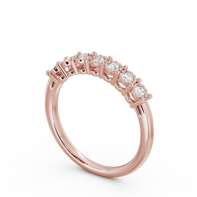 Seven Stone Round Diamond Ring 9K Rose Gold - Roselyn SE17_RG_SIDE