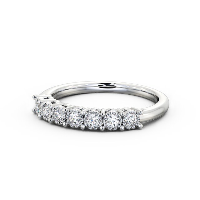 Seven Stone Round Diamond Ring 18K White Gold - Roselyn SE17_WG_FLAT